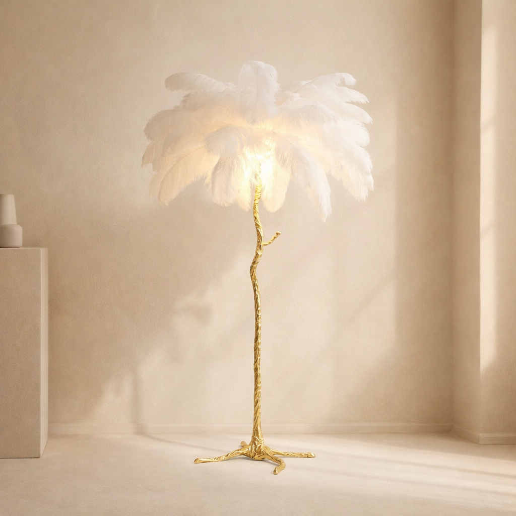 Feather Floor Lamp - Luxury LED Boho Standing Light