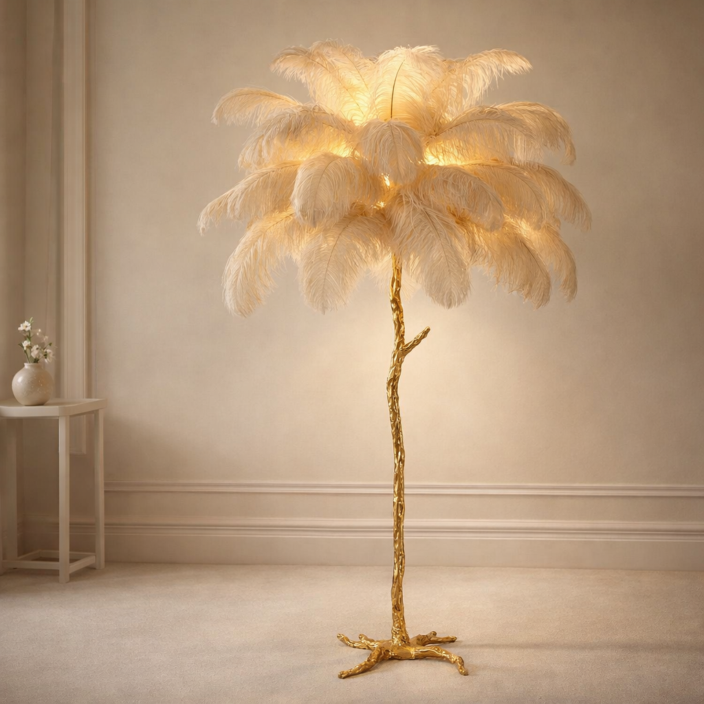 Feather Floor Lamp - Luxury LED Boho Standing Light