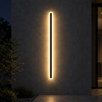 Linear outdoor wall light IP65 black LED strip design, 8cm wide, multiple heights