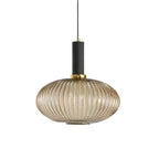 Glass pendant light modern warm white LED hardwired, cylindrical bottle drum shade
