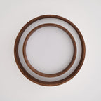 Flush mount ceiling light with walnut wood finish and multi-color LED, modern low-profile design