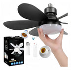 2-in-1 dimmable socket fan E26 E27 with remote control, LED ceiling fan