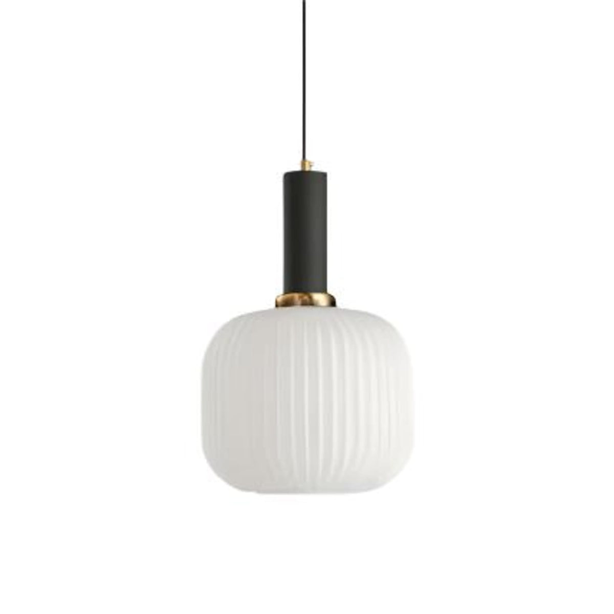 Glass pendant light modern warm white LED hardwired, cylindrical bottle drum shade