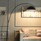 Black metal fishing rod arc floor lamp, modern standing light for living room