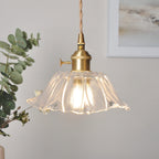 Glass pendant light bohemian warm LED glow, copper and glass shade