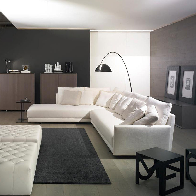 Black metal fishing rod arc floor lamp, modern standing light for living room