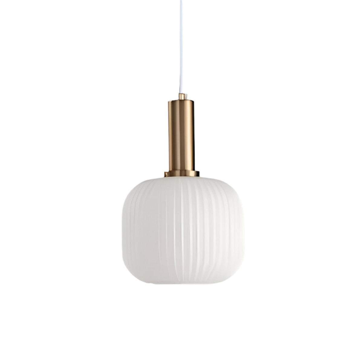 Glass pendant light modern warm white LED hardwired, cylindrical bottle drum shade
