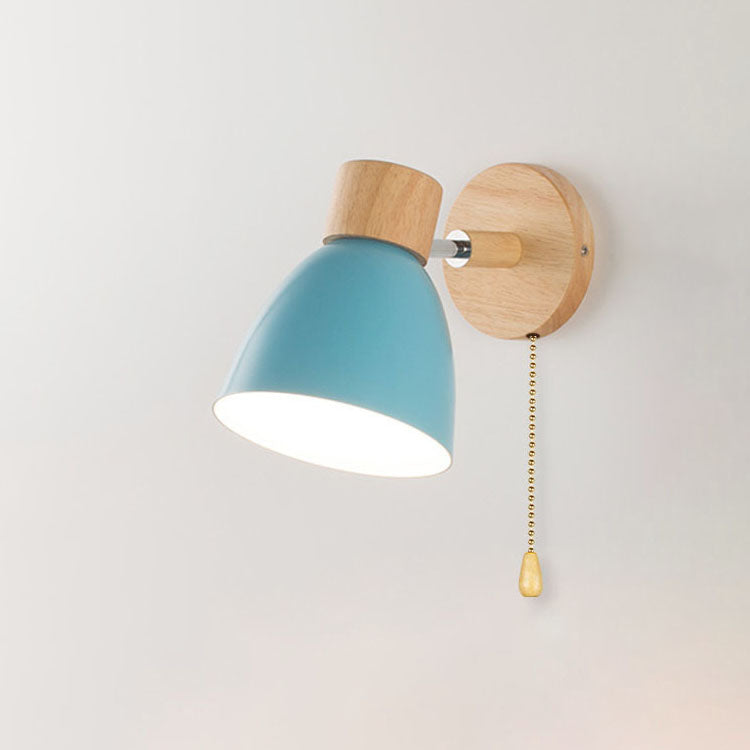 Nina | Wall Sconce | Modern Minimalist LED, Wooden Cone, 1-Light | Iron & Wood