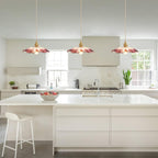Glass pendant light bohemian warm LED glow, copper and glass shade