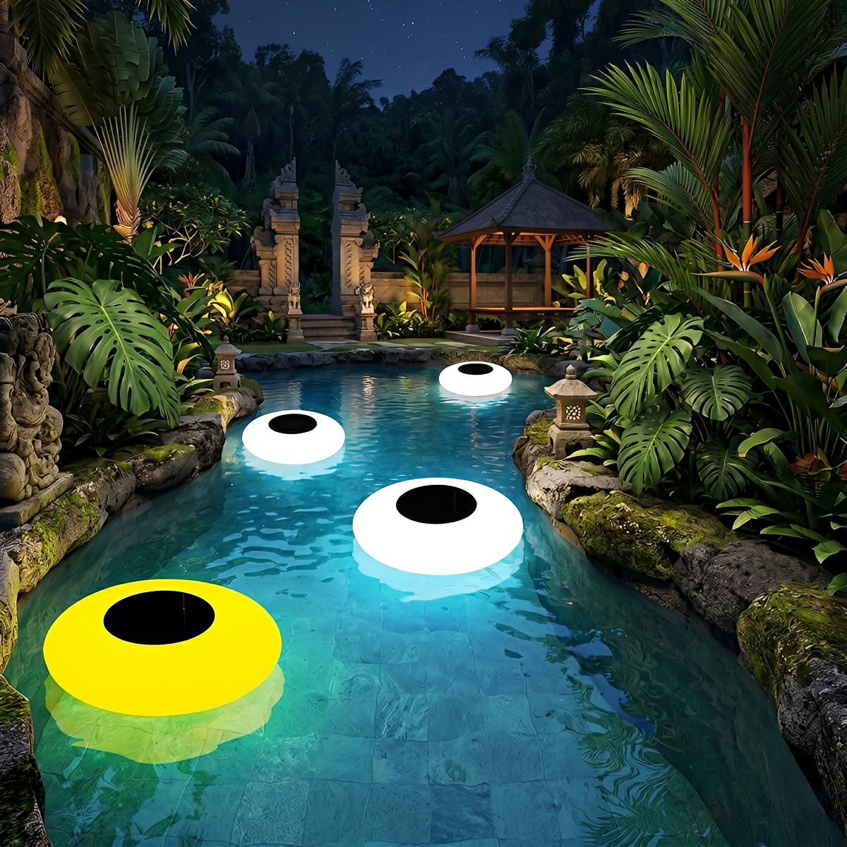 Solar garden lights floating RGB LED pool pond lamp IP67 waterproof colour changing