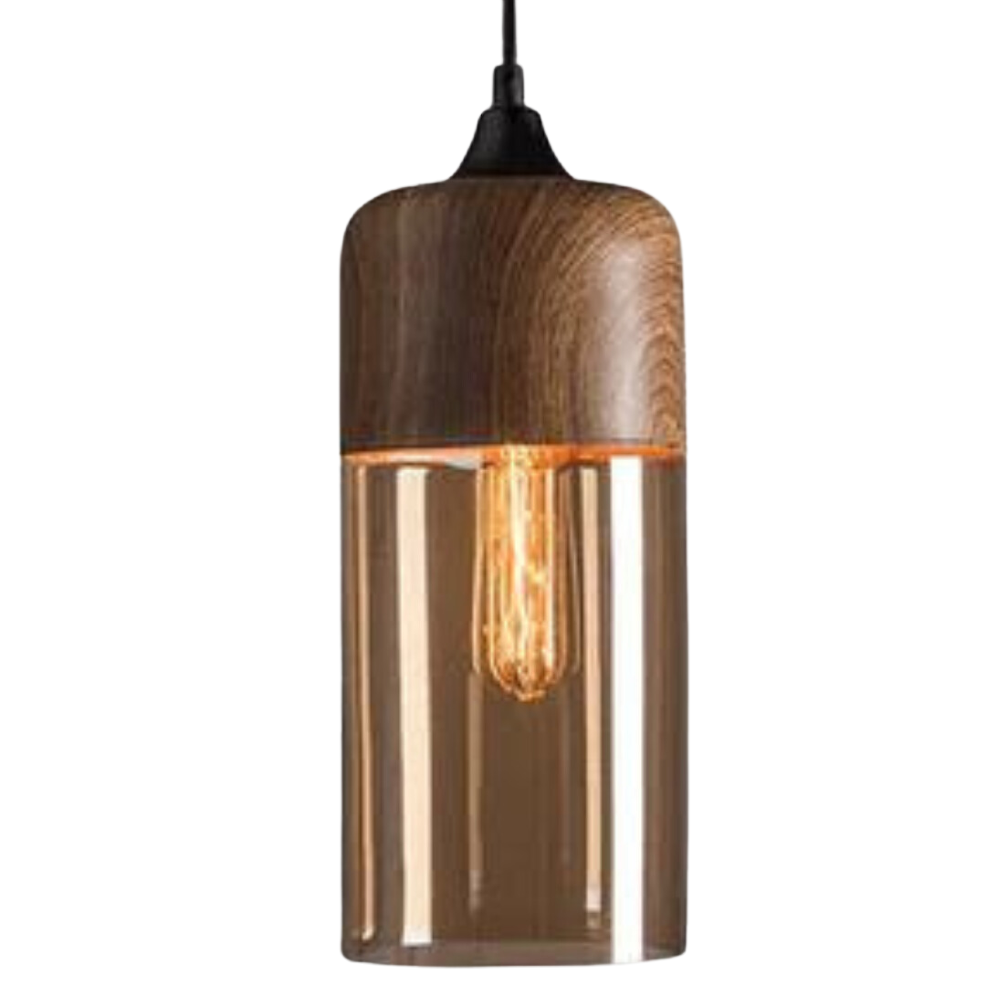 Cleo | Scandinavian Pendant Light | Minimalist, Adjustable Height | Wood & Glass