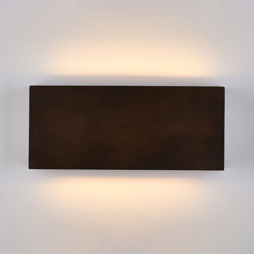 LED wall light Japanese wooden square rectangle rubberwood minimalist design