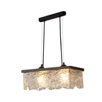 Dimmable Glass Chandelier | 3-Light Black Iron, Modern, Dining Room