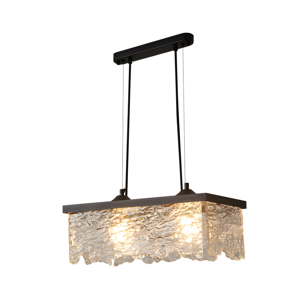 Dimmable Glass Chandelier | 3-Light Black Iron, Modern, Dining Room