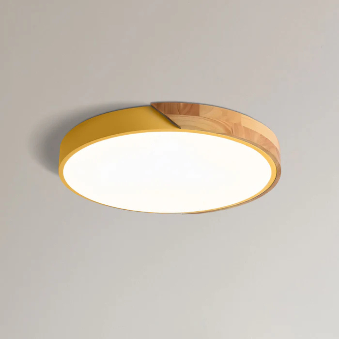LED ceiling light Scandinavian wooden design D23 D30 cm cool white