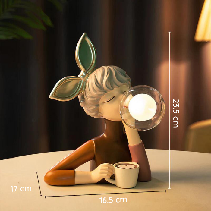 Cute Girl Table Lamp - LED USB Bedside Light