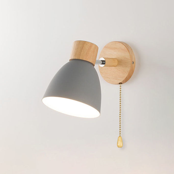 Nina | Wall Sconce | Modern Minimalist LED, Wooden Cone, 1-Light | Iron & Wood