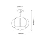 Semi-flush ceiling light wrought iron and glass with tri-color LED, traditional style