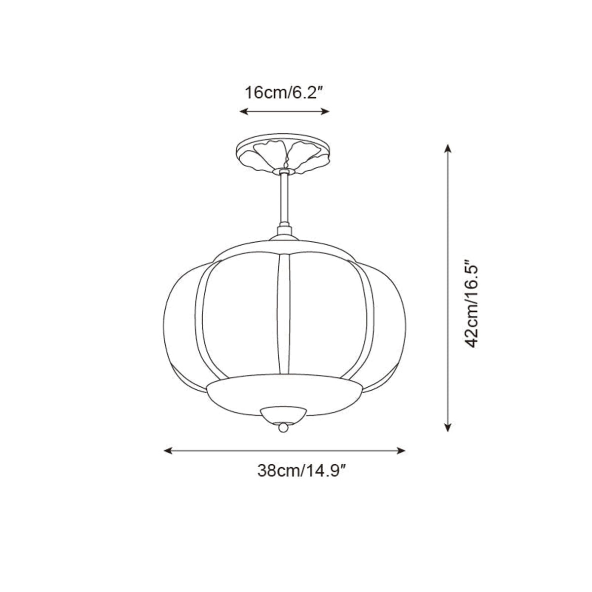 Semi-flush ceiling light wrought iron and glass with tri-color LED, traditional style