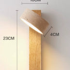 Wood wall light for living room with bulb included, modern natural matte finish
