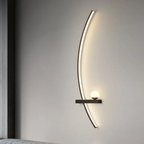 Wall sconce 2-light modern brass arc LED, hardwired aluminum fixture with silicone diffuser
