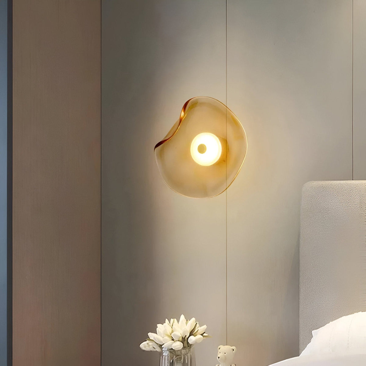 Glass wall light modern LED warm glow hardwired, living room bedroom hallway