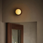 Nordic wood wall light with globe shade, LED G9, bedroom and hallway