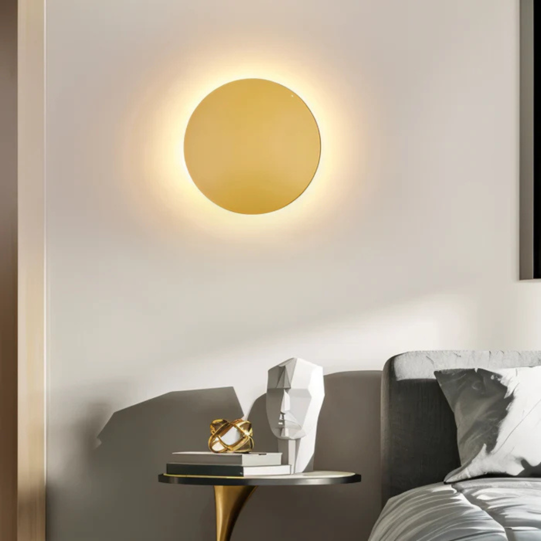 Round LED wall lamp, modern indoor wall light in gold, black or white aluminum