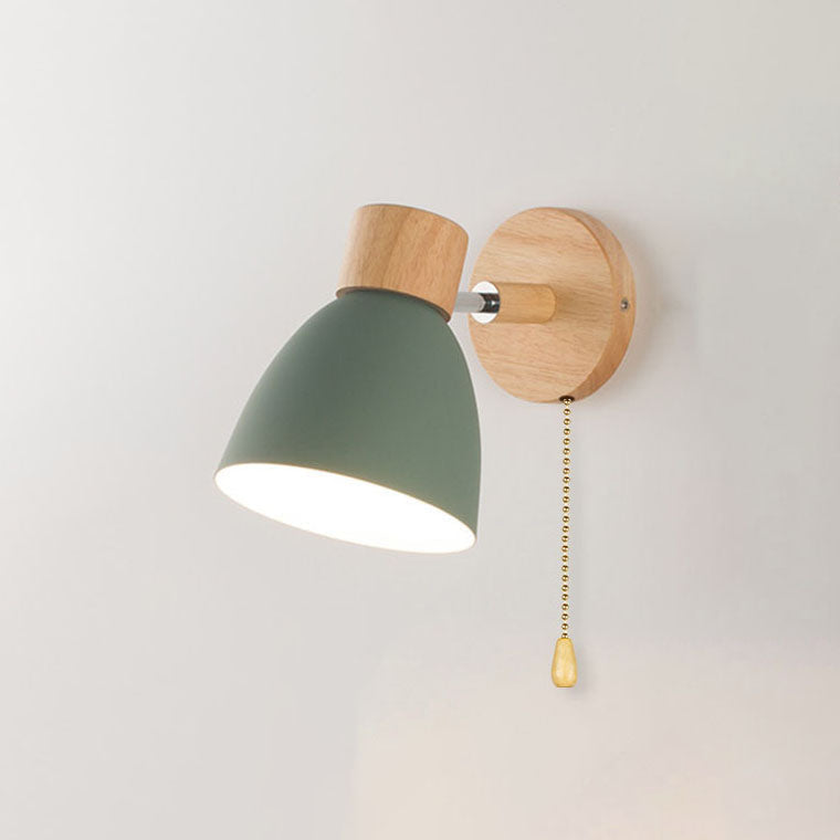 Nina | Wall Sconce | Modern Minimalist LED, Wooden Cone, 1-Light | Iron & Wood