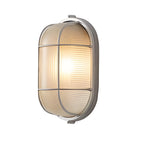 Outdoor wall light retro industrial cast aluminium E27, oval and round ribbed glass shade