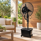 Outdoor misting fan water-cooled floor fan with atomization and dust removal function