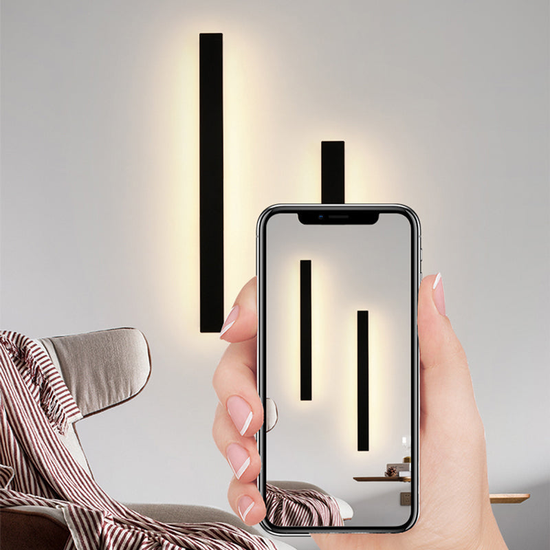 Linear LED outdoor wall lamp black IP65, minimalist design for garden and corridor