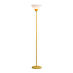 Floor lamp with cup-shaped acrylic shade and metal pole, minimalist multi-colour design