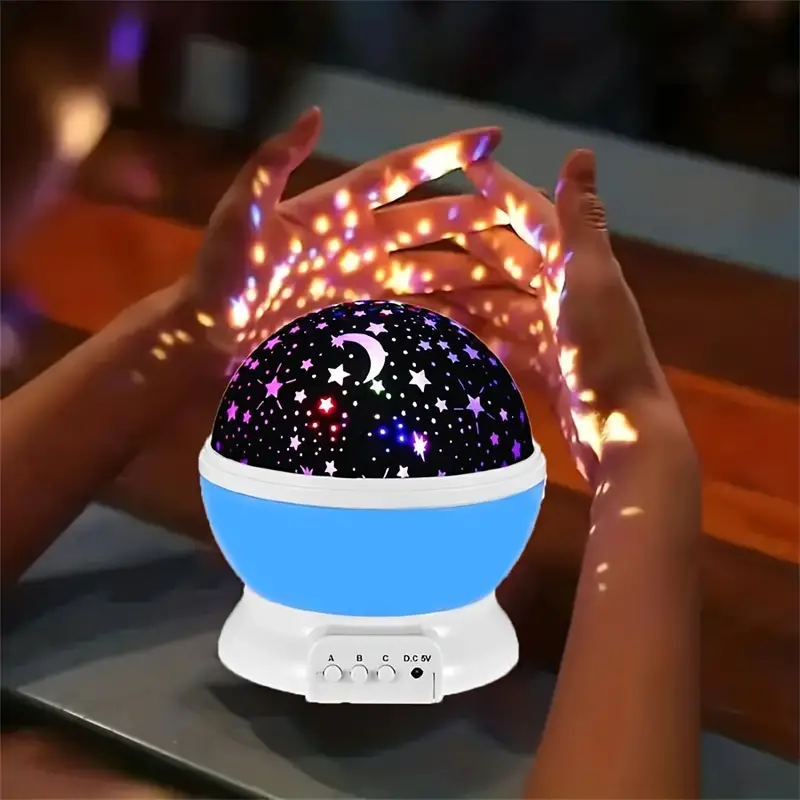 Star projector night table lamp with rotating dome, USB rechargeable LED