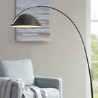 Black metal fishing rod arc floor lamp, modern standing light for living room