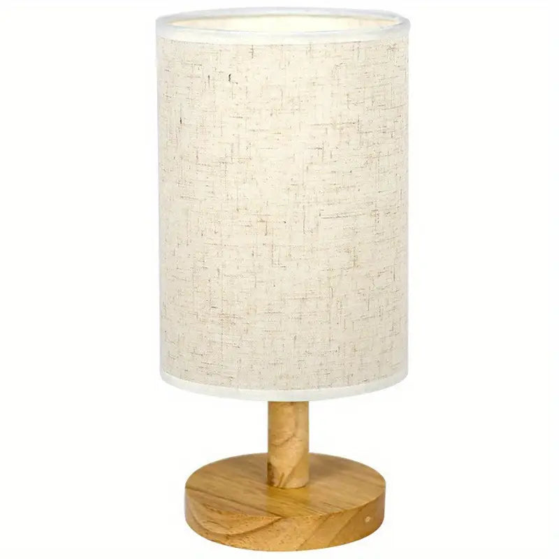 Minimalist Japanese LED Table Lamp - Wooden Base - Fabric Shade