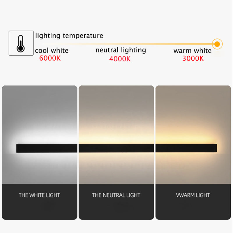 Linear LED outdoor wall lamp black IP65, minimalist design for garden and corridor