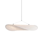 Fabric pendant light with stepless dimming and remote control, modern white shade