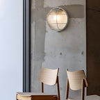 Outdoor wall light retro industrial cast aluminium E27, oval and round ribbed glass shade