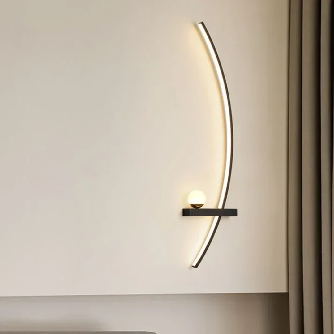 Wall sconce 2-light modern brass arc LED, hardwired aluminum fixture with silicone diffuser