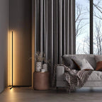 Nordic LED floor lamp with remote control, RGB and warm white lighting, 142cm slim design