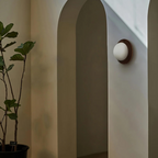 Nordic wood wall light with globe shade, LED G9, bedroom and hallway