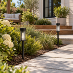 Solar garden lights slim design warm white pathway outdoor light 54cm