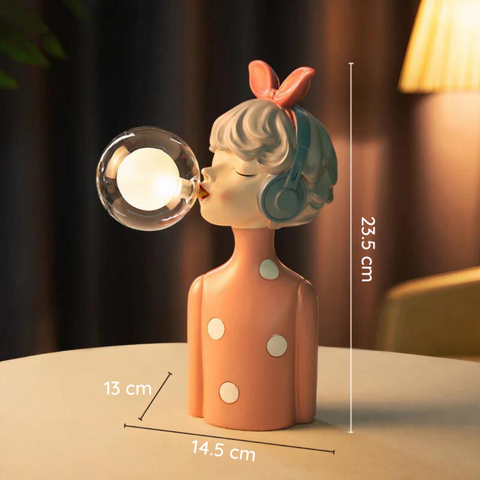 Cute Girl Table Lamp - LED USB Bedside Light