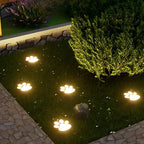 Solar paw print outdoor garden light, waterproof IP44, LED warm white glow