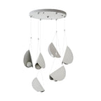 Minimalist white glider pendant lamp, folded metal crescent, 1/3/6-light modern ceiling light