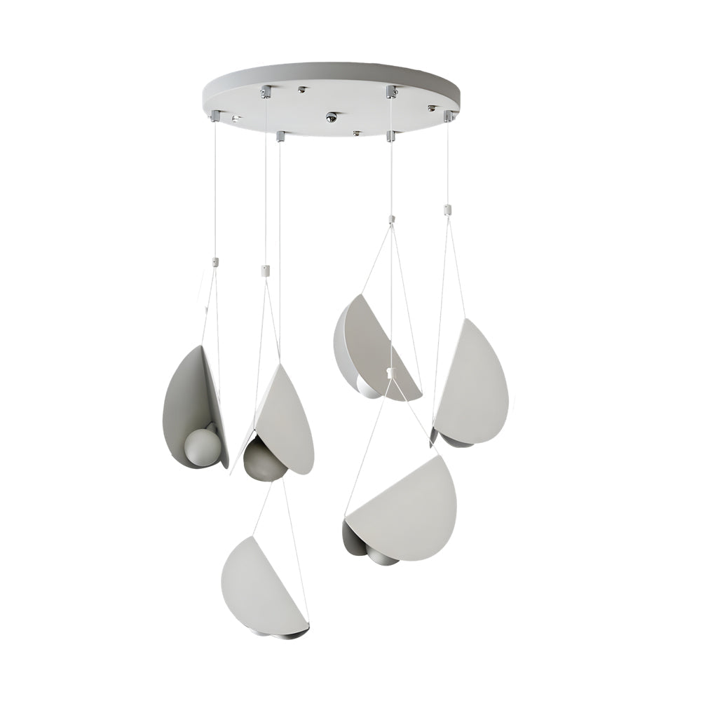 Minimalist white glider pendant lamp, folded metal crescent, 1/3/6-light modern ceiling light