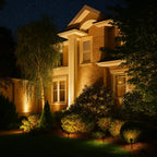 Solar garden spotlight with 9 color modes, IP55 weatherproof, 90° adjustable panel