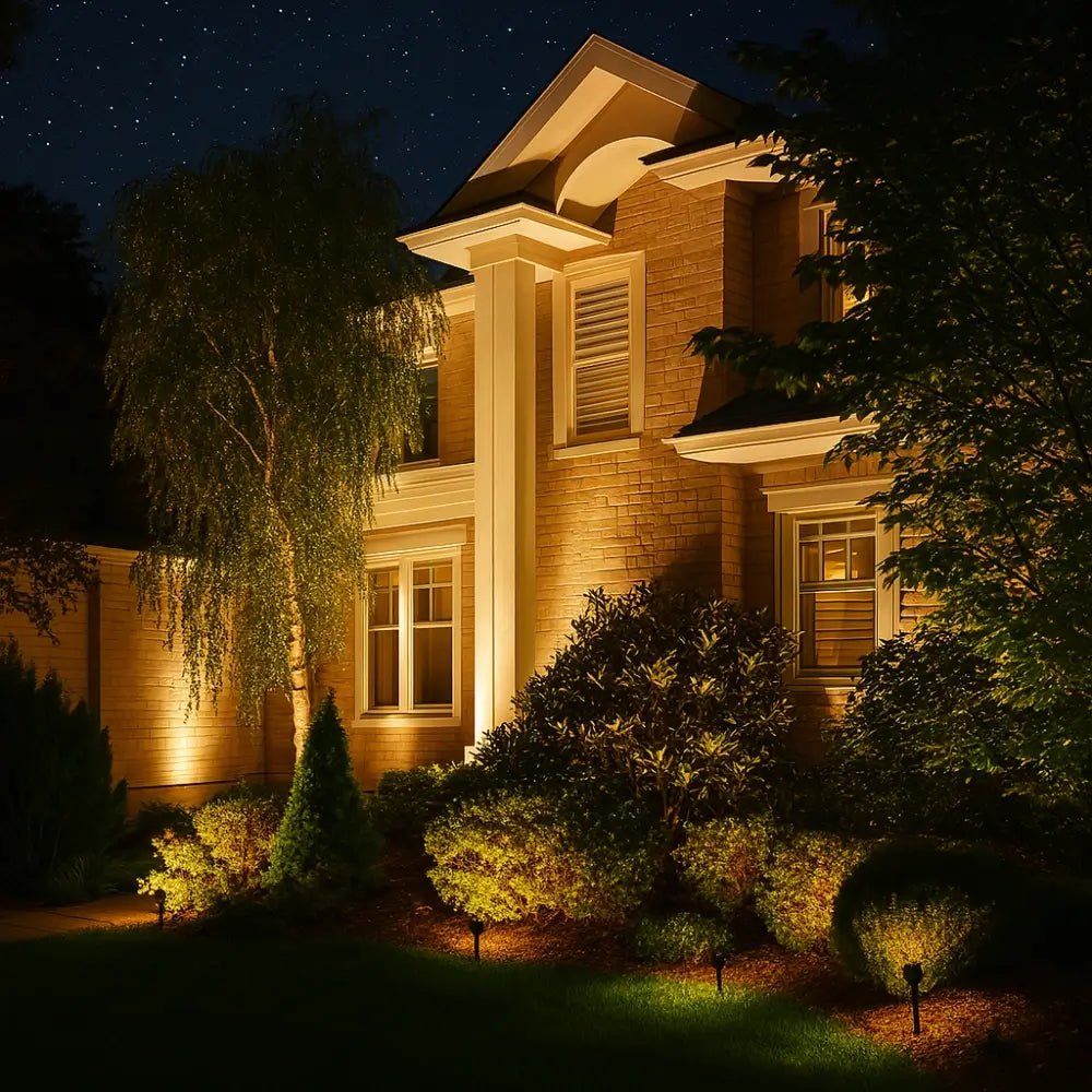Solar garden spotlight with 9 color modes, IP55 weatherproof, 90° adjustable panel