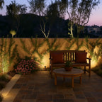 Solar garden spotlight with 9 color modes, IP55 weatherproof, 90° adjustable panel